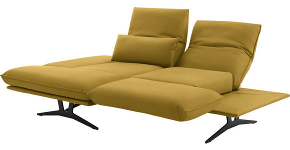 ECKSOFA in Echtleder Gelb 130/210 cm - Gelb/Schwarz, Design, Leder/Metall (130/210cm) - Dieter Knoll