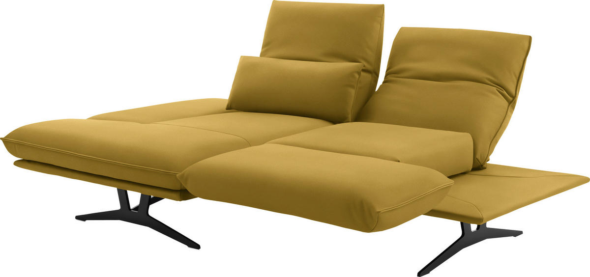 ECKSOFA in Echtleder Gelb  - Gelb/Schwarz, Design, Leder/Metall (130/210cm) - Dieter Knoll