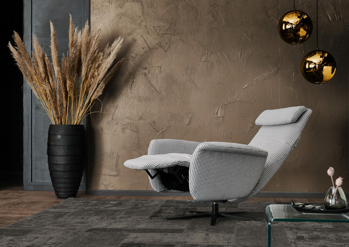 RELAXSESSEL in Textil Grau, Schwarz, Silberfarben  - Silberfarben/Schwarz, Design, Textil/Metall (78/88-177/82cm) - Valdera