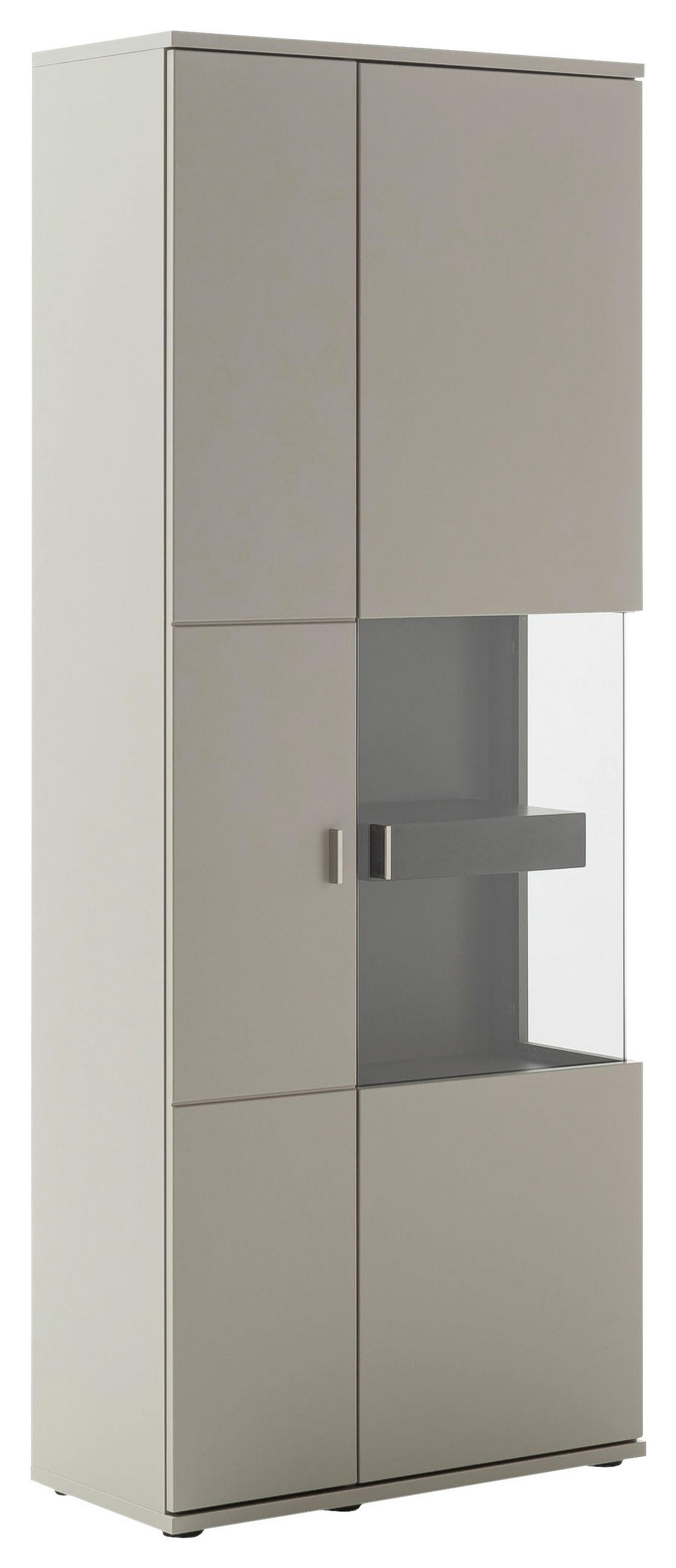 VITRINE in furniert Grau, Eichefarben  - Eichefarben/Grau, Design, Glas/Holzwerkstoff (80/201/37cm) - Novel