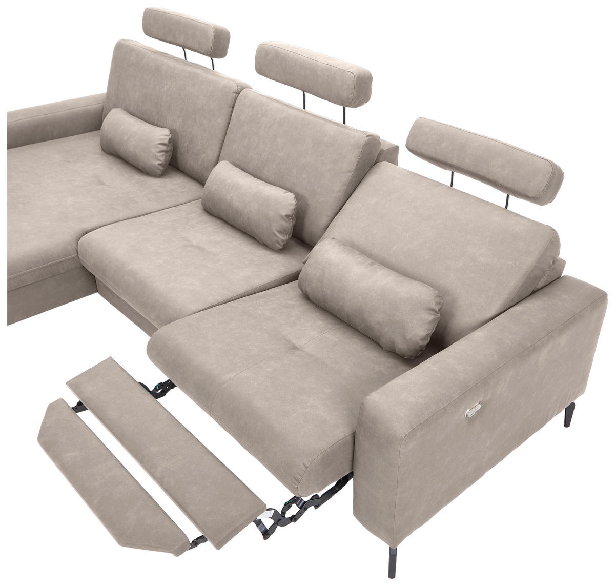 ECKSOFA Grau Mikrofaser  - Schwarz/Grau, KONVENTIONELL, Textil/Metall (180/302cm) - Carryhome