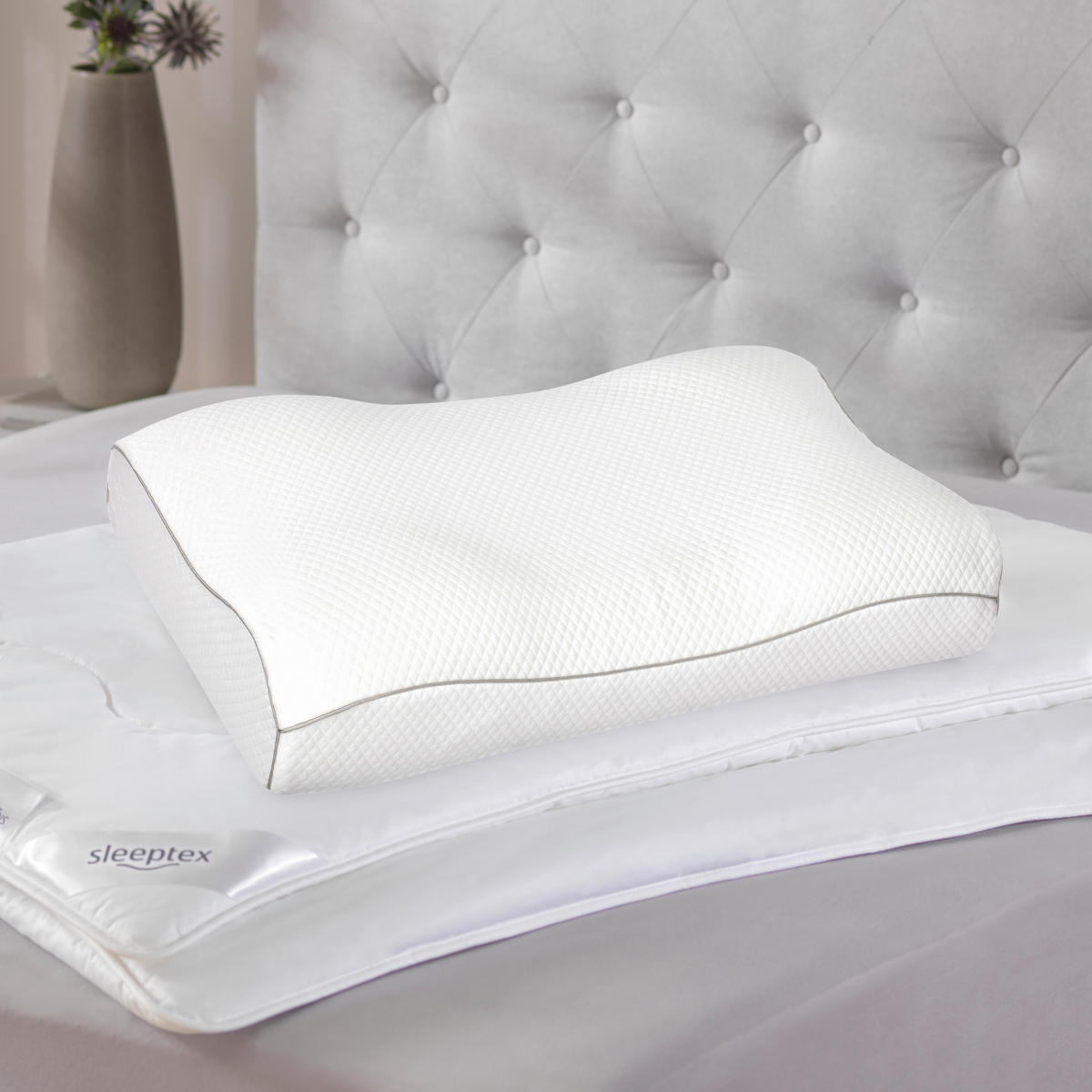 NACKENSTÜTZKISSEN  - Weiß, Textil (59/35/12cm) - Sleeptex