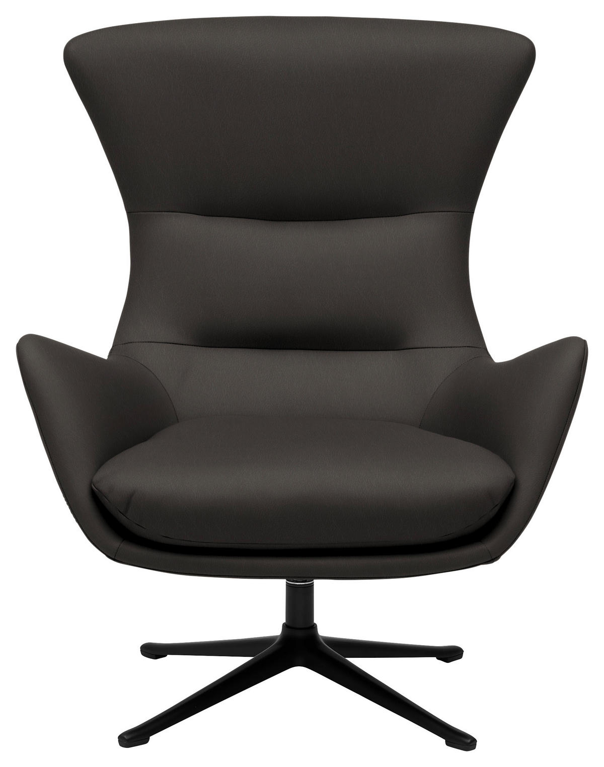 OHRENSESSEL in Dunkelbraun  - Dunkelbraun/Schwarz, Design, Leder/Metall (84/104/96cm) - home24