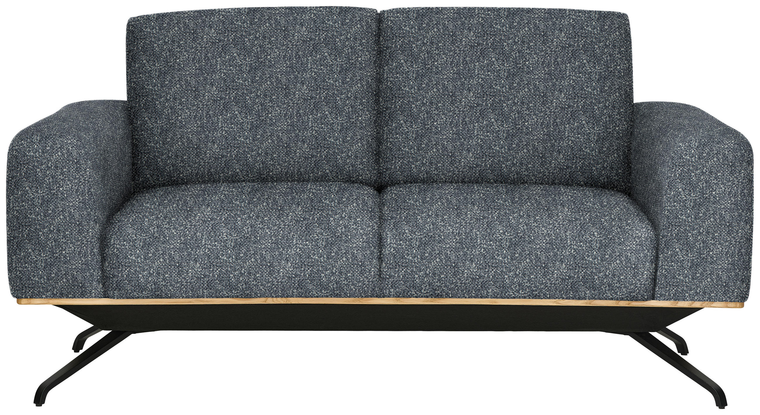 2-SITZER-SOFA in Struktur Dunkelgrau  - Dunkelgrau/Schwarz, Design, Holz/Textil (166/85-104/95cm) - Novel