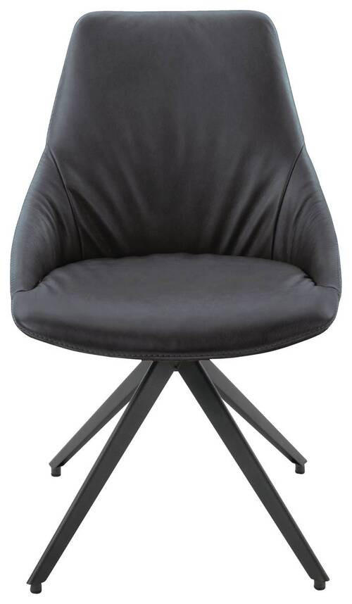 STUHL Echtleder Graphitfarben - Anthrazit/Graphitfarben, Design, Leder/Metall (55/87/62cm) - Bert Plantagie