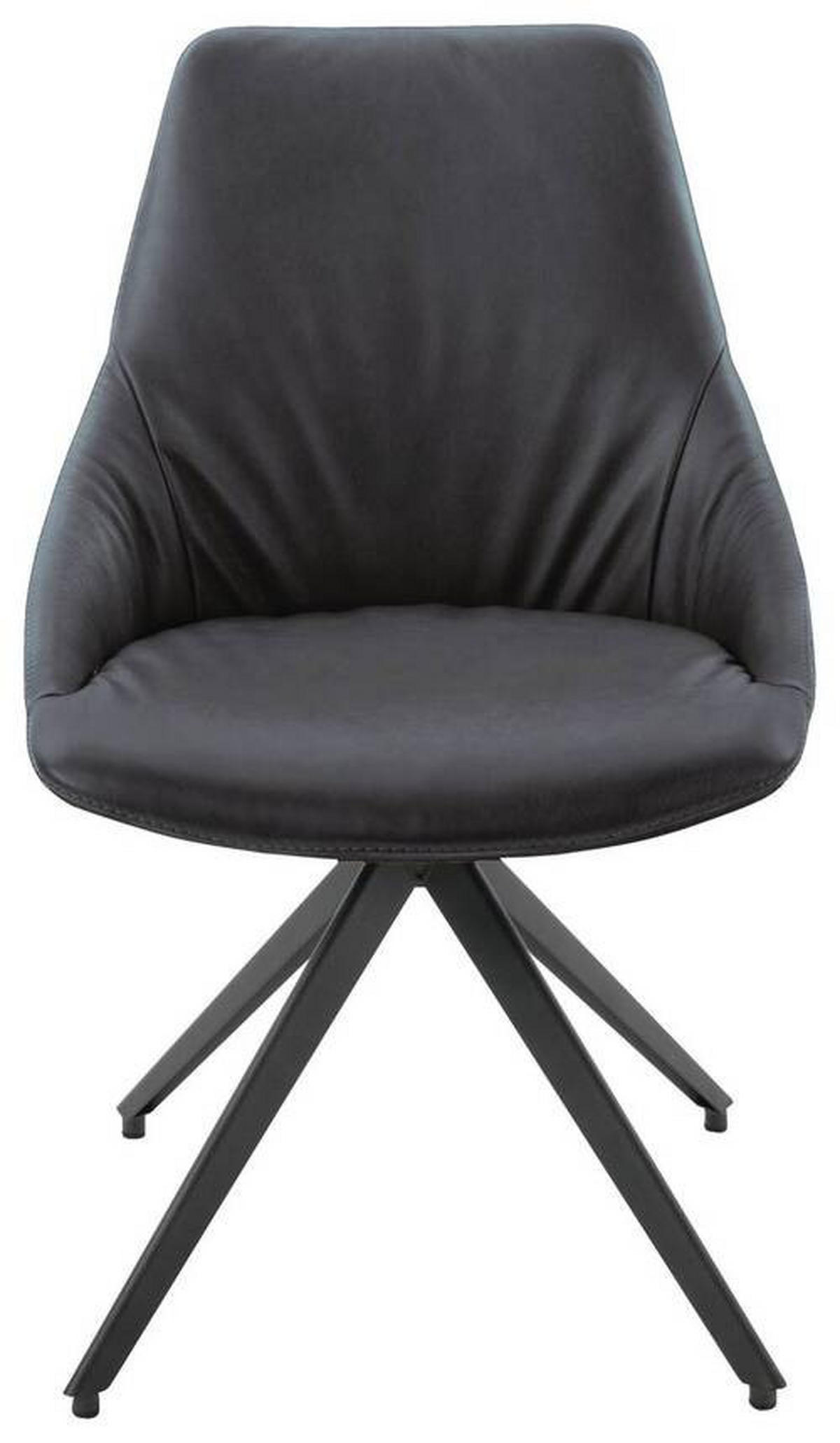 STUHL Echtleder Graphitfarben  - Anthrazit/Graphitfarben, Design, Leder/Metall (55/87/62cm) - Bert Plantagie