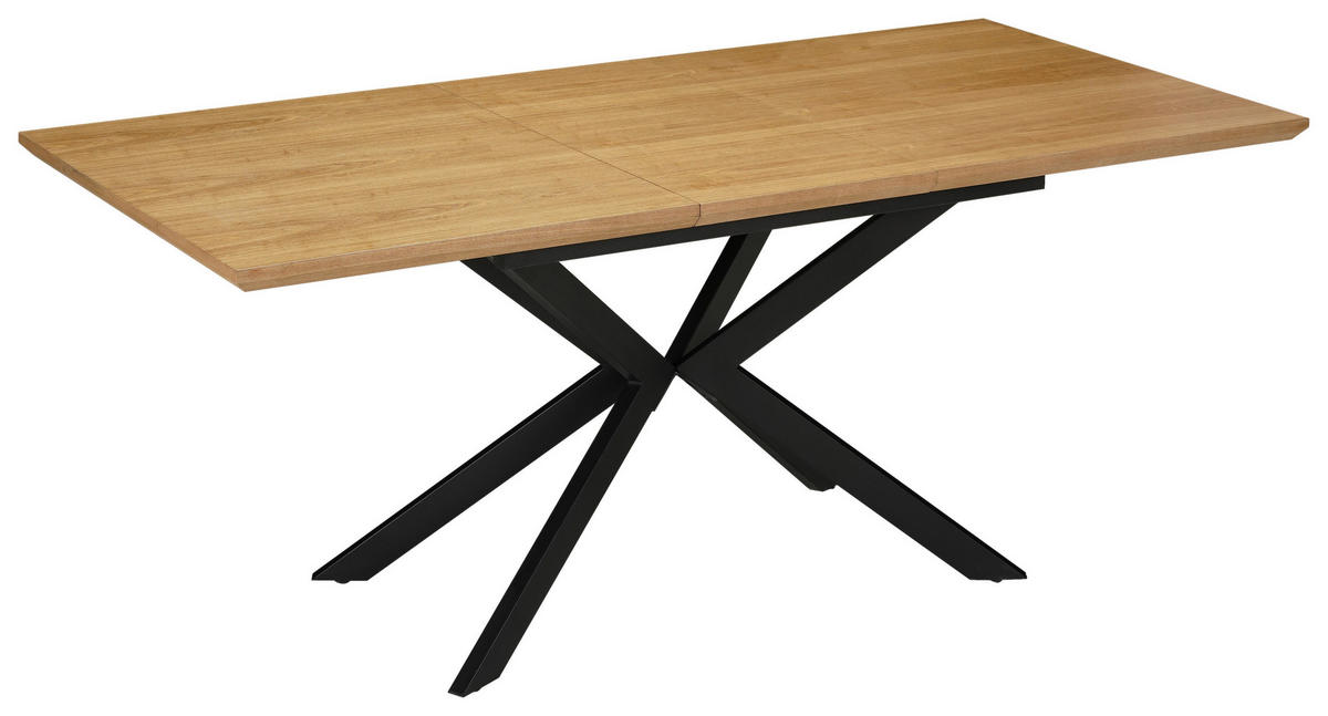 MATBORD svart, ekfärgad rektangulär  utdragbar  - svart/ekfärgad, Modern, metall/trämaterial (140-180/90/76cm) - Carryhome
