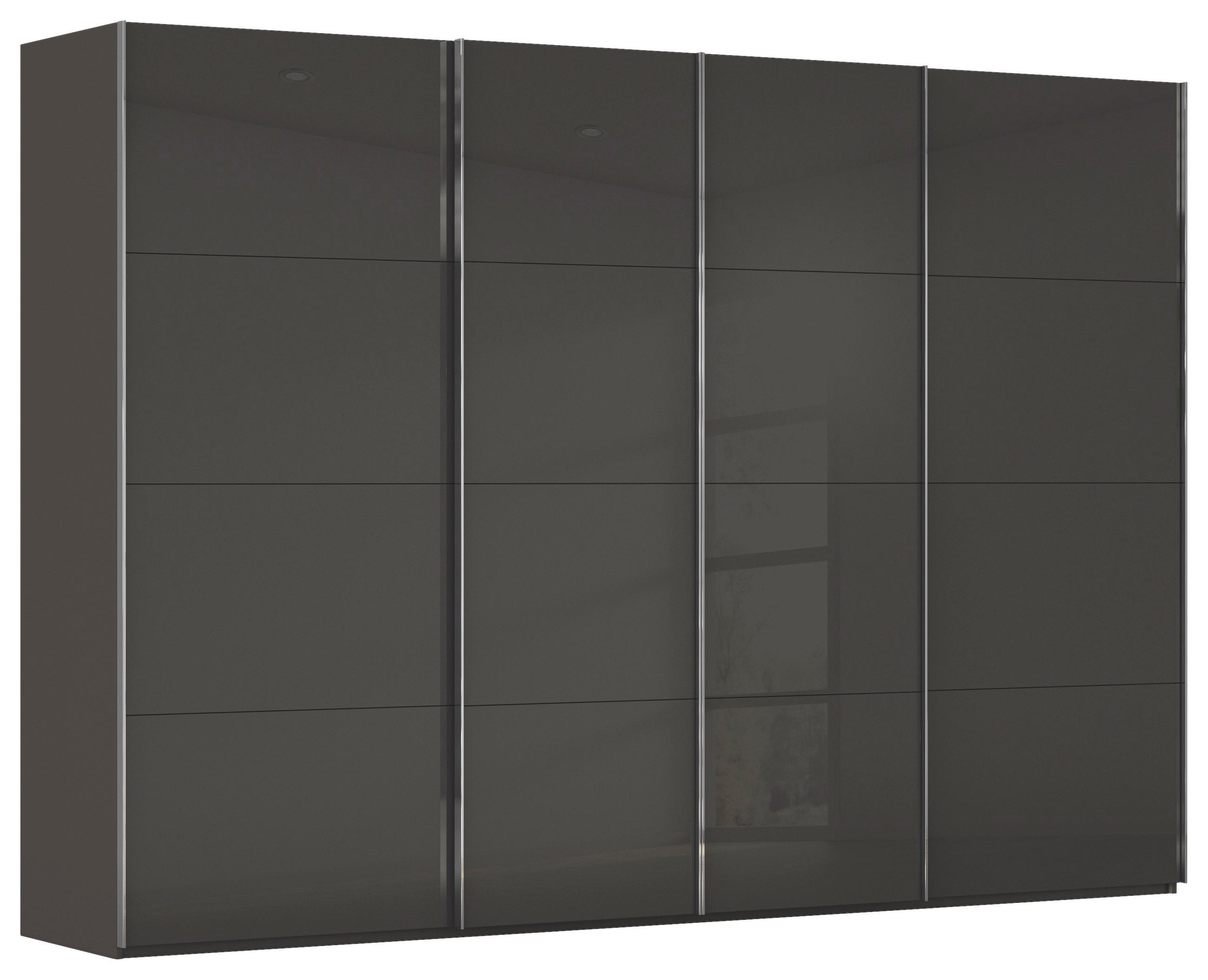 SCHWEBETÜRENSCHRANK 316/223/68 cm,  in Graphitfarben, Schwarz, 4 Tür(en)  - Chromfarben/Graphitfarben, Design, Glas/Holzwerkstoff (316/223/68cm) - Novel