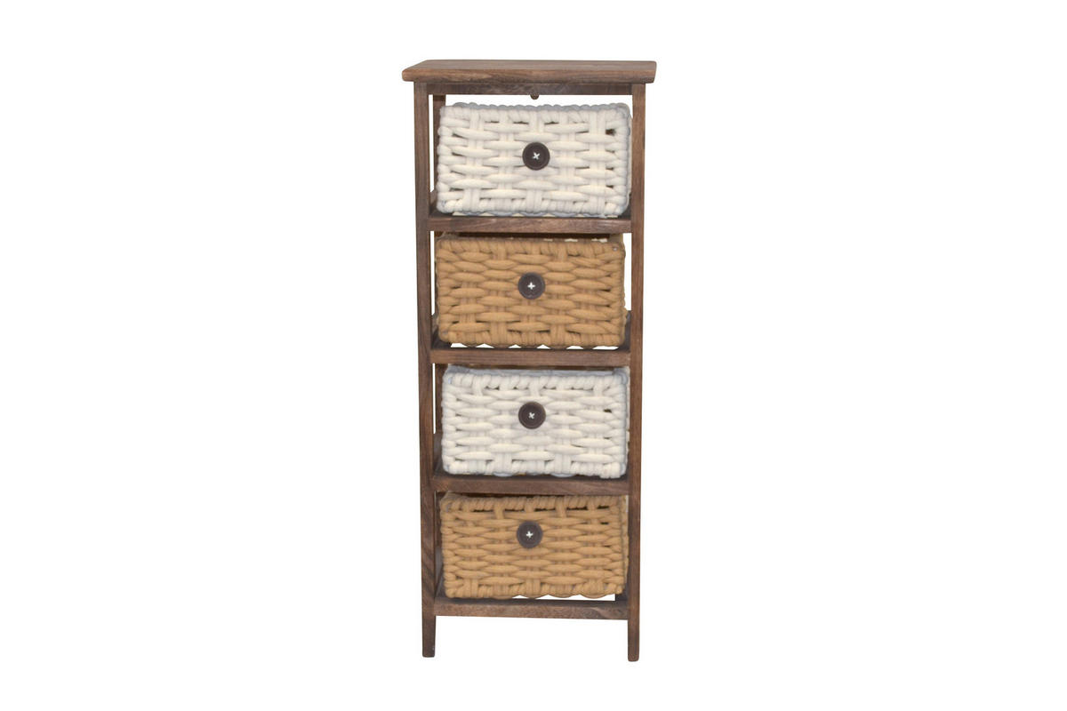 KOMMODE  in  - Dunkelbraun/Creme, Design, Holz/Textil (25/30/74cm) - MID.YOU