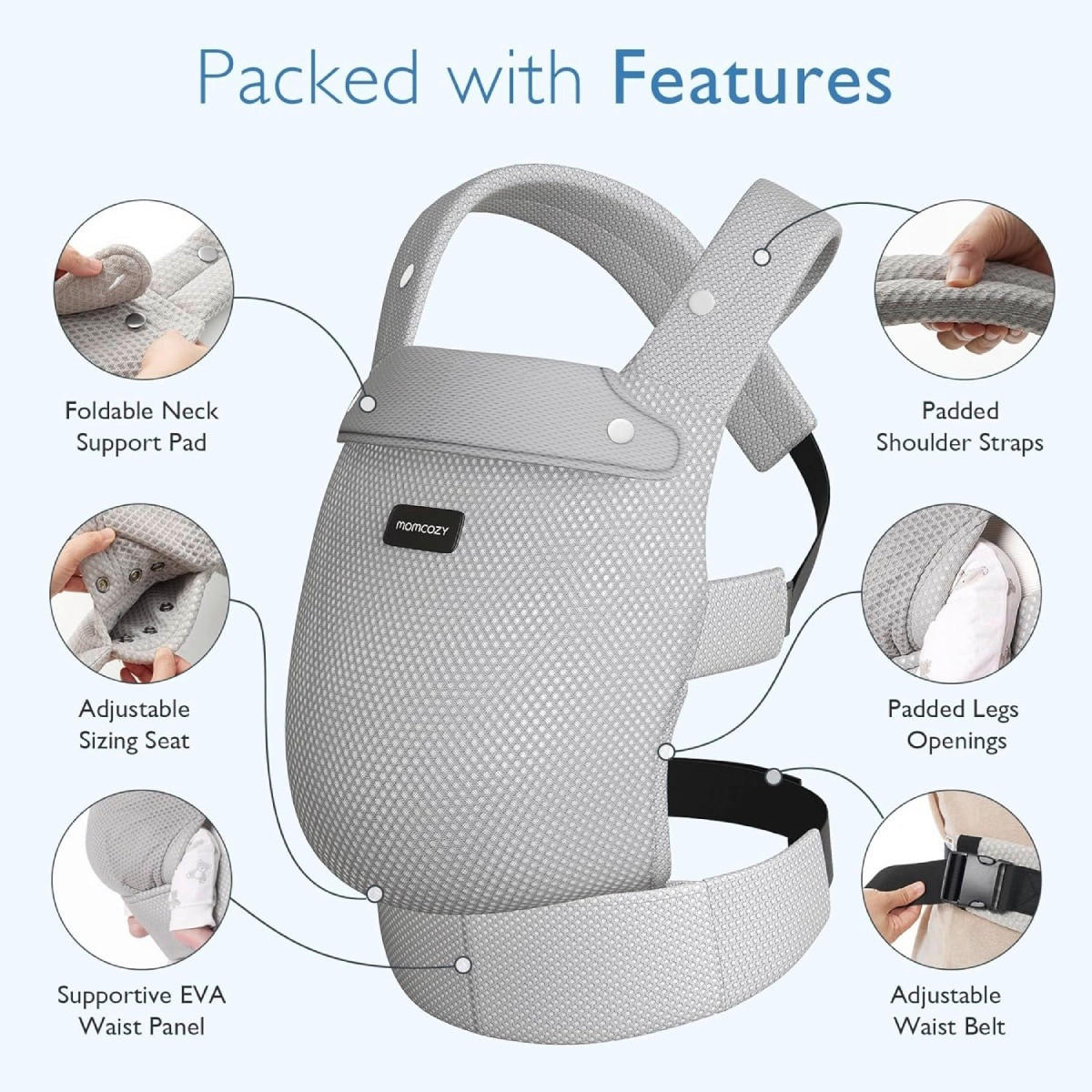 BABYTRAGE CARRIER AIR MESH  - Hellgrau, Basics, Textil (16/31/14,5cm) - Momcozy