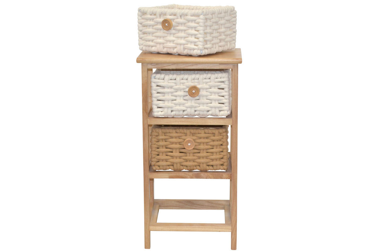KOMMODE  in  - Creme/Braun, Design, Holz/Textil (25/30/58cm) - MID.YOU