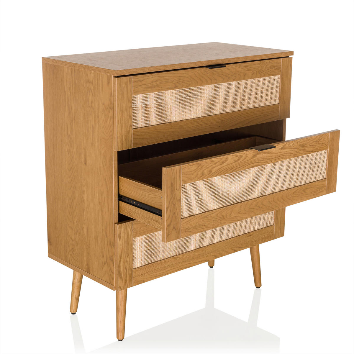 BYRÅ 80/90/40 cm  - svart/ekfärgad, Modern, trämaterial (80/90/40cm) - MID.YOU