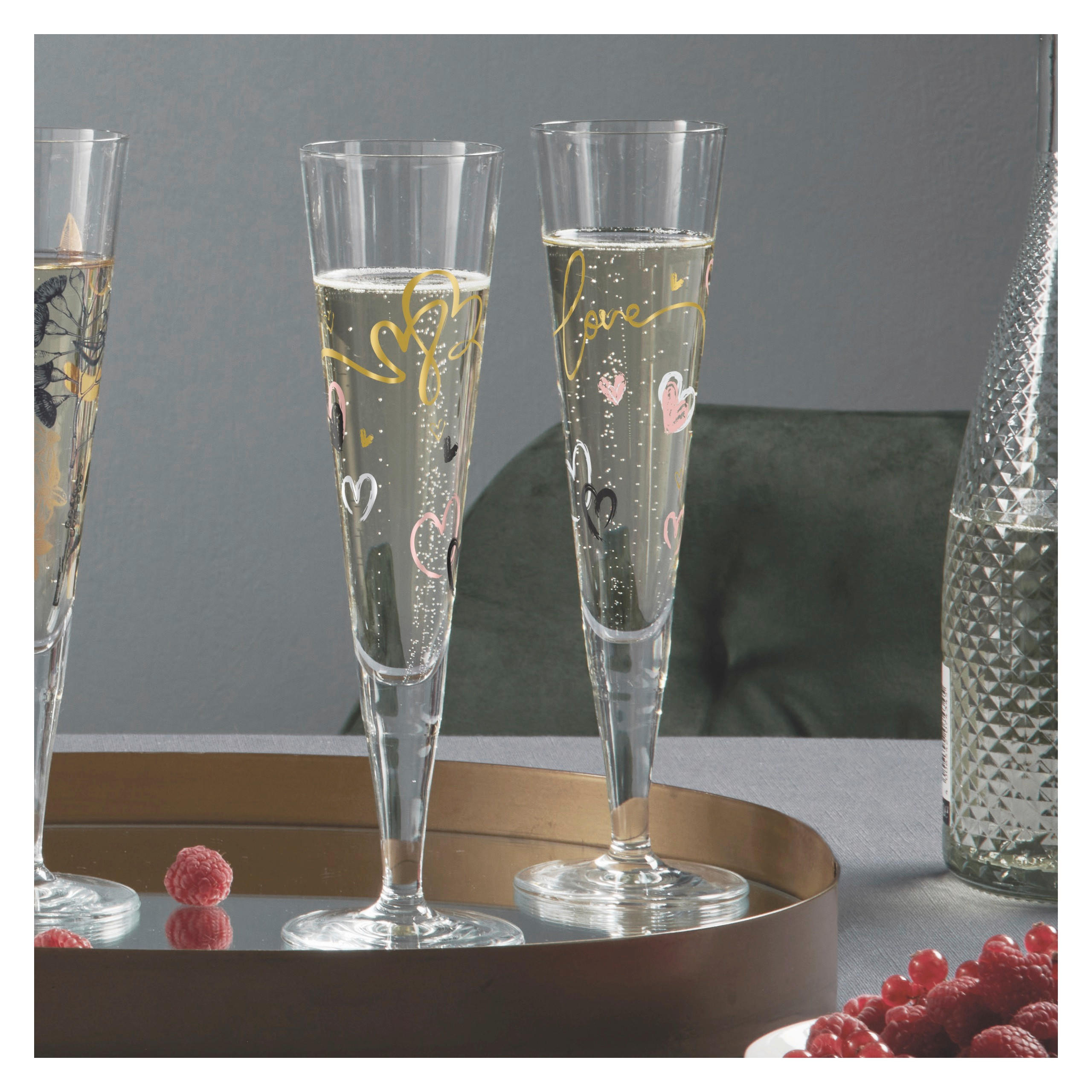 CHAMPAGNERGLAS Goldnacht 205 ml 2-teilig  - Goldfarben/Schwarz, LIFESTYLE, Glas (16,3/26,6/7,7cm) - Ritzenhoff