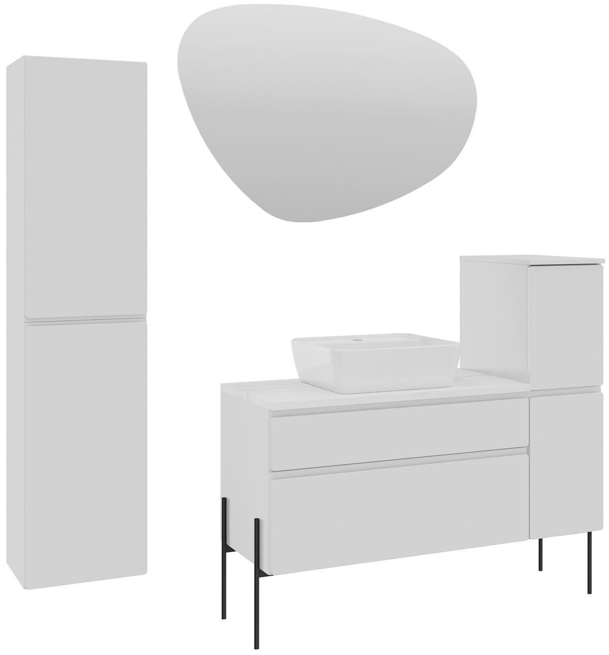 WASCHBECKENUNTERSCHRANK 90/55/47 cm  - Greige/Weiß, MODERN, Holzwerkstoff (90/55/47cm) - Welnova