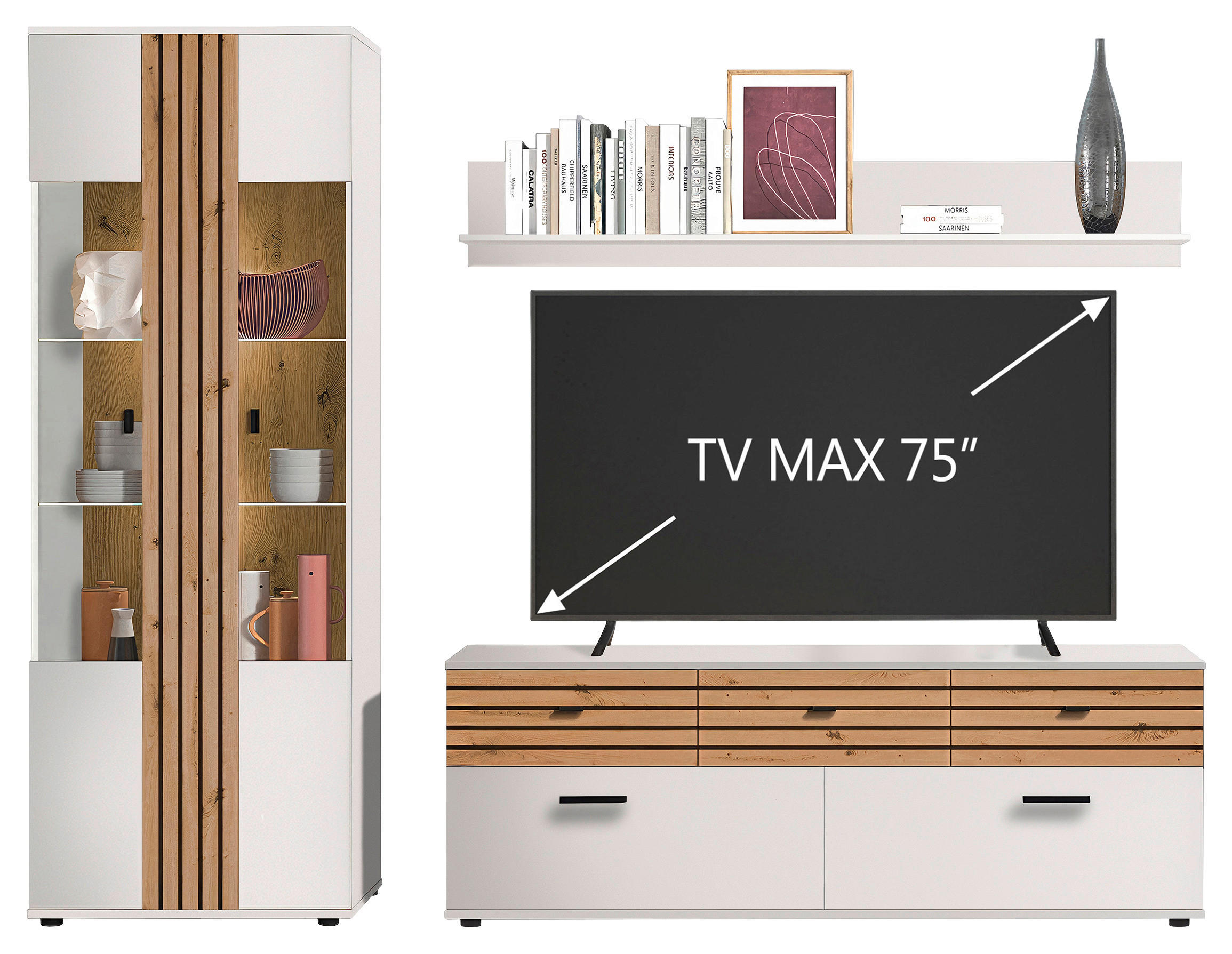 Livetastic OBÝVACIA STENA, biela, dub artisan