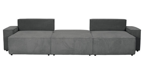 WOHNLANDSCHAFT  in Cord Dunkelgrau  - Dunkelgrau/Schwarz, KONVENTIONELL, Kunststoff/Textil (155/348/155cm) - Carryhome