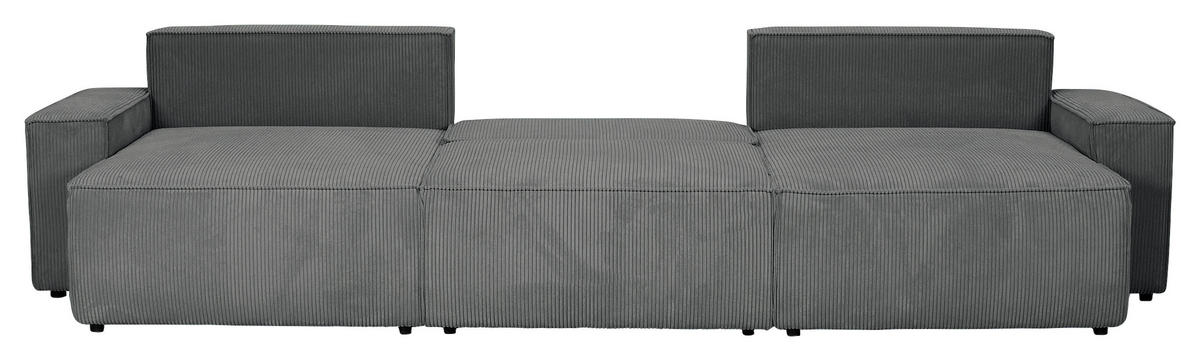 WOHNLANDSCHAFT Dunkelgrau Cord  - Dunkelgrau/Schwarz, KONVENTIONELL, Kunststoff/Textil (155/348/155cm) - Carryhome