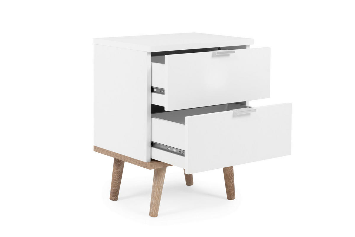NACHTTISCH 40/52/30 cm  Weiss, Eichefarben  - Weiss/Eichefarben, Design, Holz/Holzwerkstoff (40/52/30cm) - MID.YOU