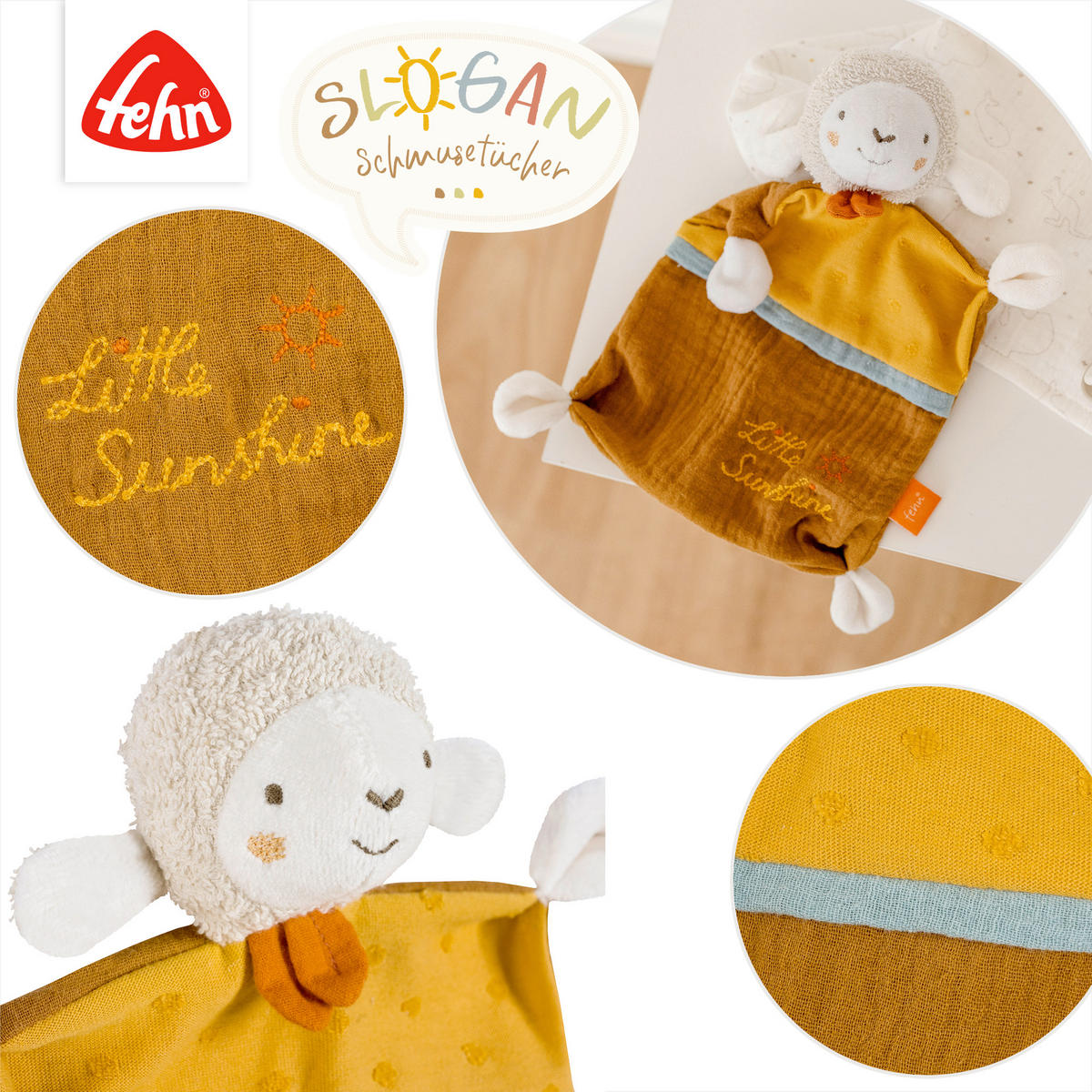 SCHMUSETUCH Classic Stars  - Senfgelb, Basics, Textil (26/21/5cm) - Fehn