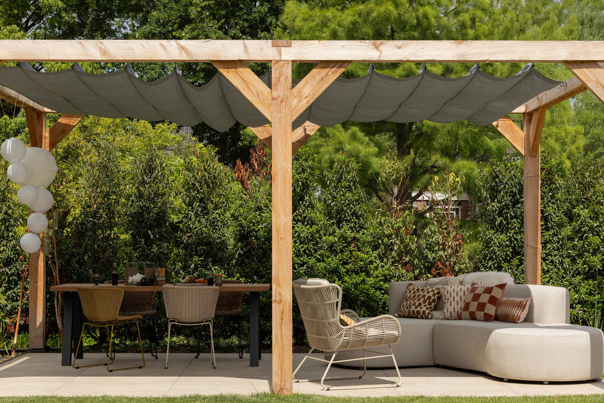 GARTENTISCH 210/81/75 cm Holz, Metall rechteckig  - Schwarz/Naturfarben, MODERN, Holz/Metall (210/81/75cm) - Livetastic