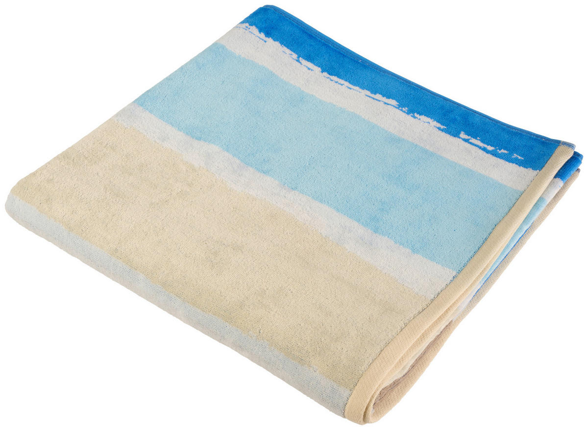 PROSOP DE PLAJĂ 90/180 cm albastru, bej  - albastru/bej, Konventionell, textil (90/180cm) - Esposa