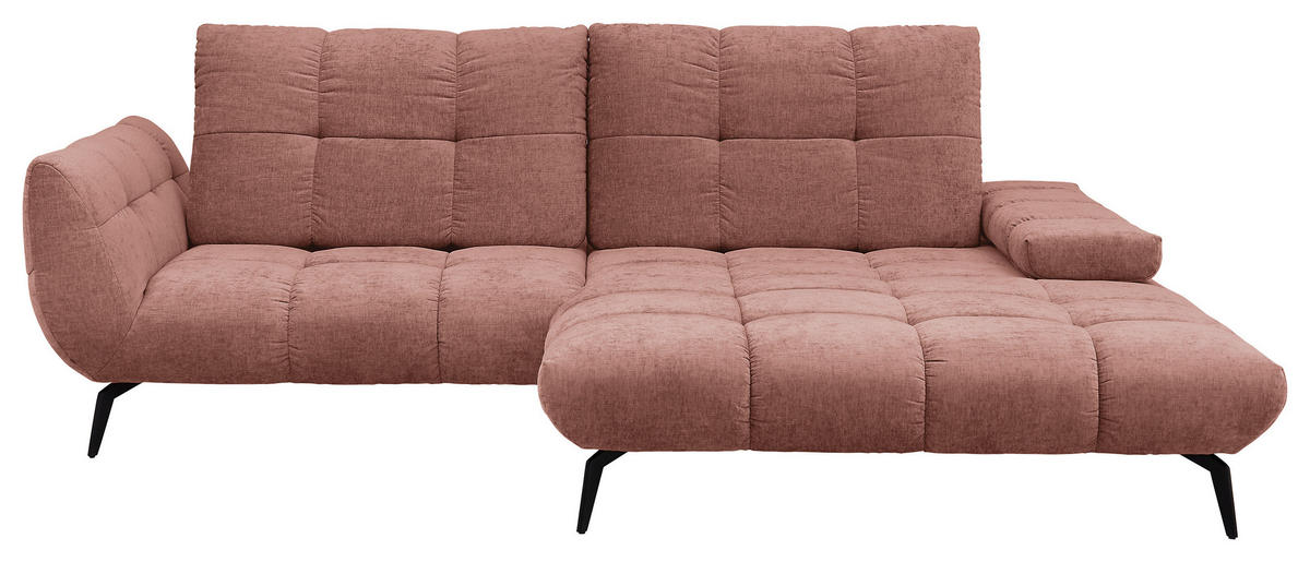 ECKSOFA Kupferfarben Flachgewebe Rücken echt, Sitztiefenverstellung  - Schwarz/Kupferfarben, KONVENTIONELL, Textil/Metall (273/211cm) - SetOne by Musterring