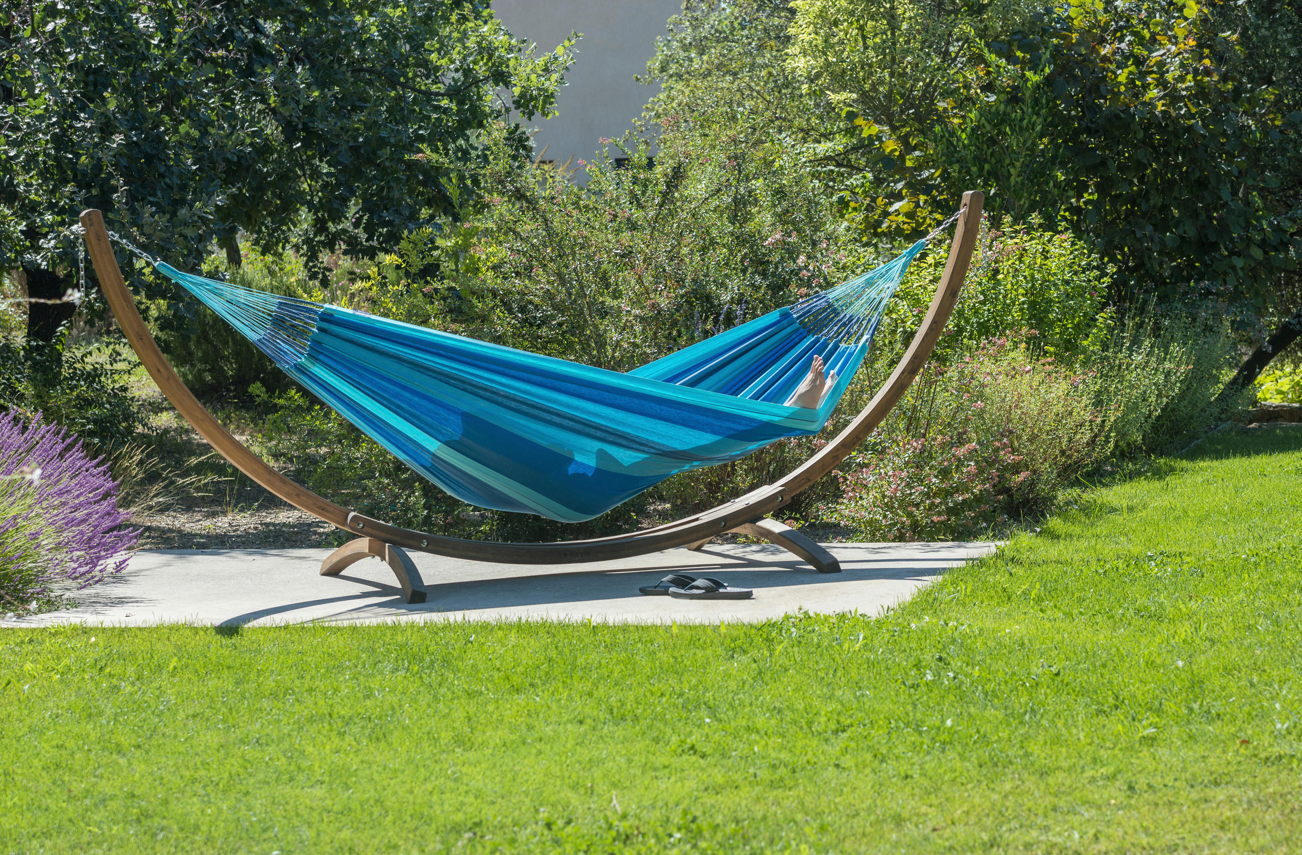 HÄNGEMATTE double org. cotton  - Blau/Dunkelblau, KONVENTIONELL, Textil (160/350cm) - La Siesta