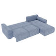 ECKSOFA Hellblau Samt  - Chromfarben/Hellblau, KONVENTIONELL, Kunststoff/Textil (293/195cm) - Carryhome