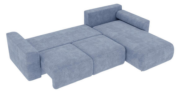 ECKSOFA Hellblau Samt  - Chromfarben/Hellblau, KONVENTIONELL, Kunststoff/Textil (293/195cm) - Carryhome