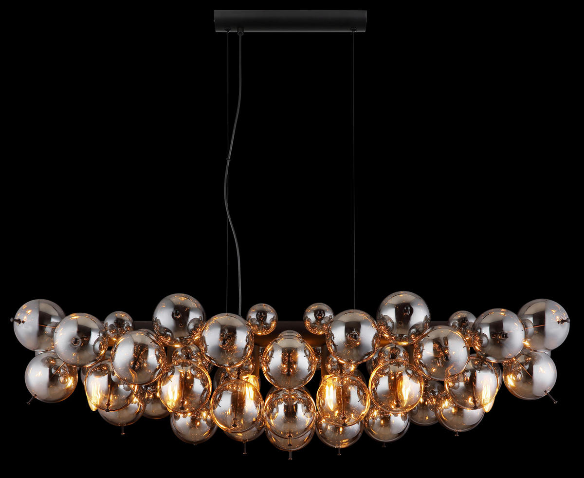 HÄNGELEUCHTE  103/47 cm   - Schwarz, Design, Glas/Metall (103/47cm) - Globo