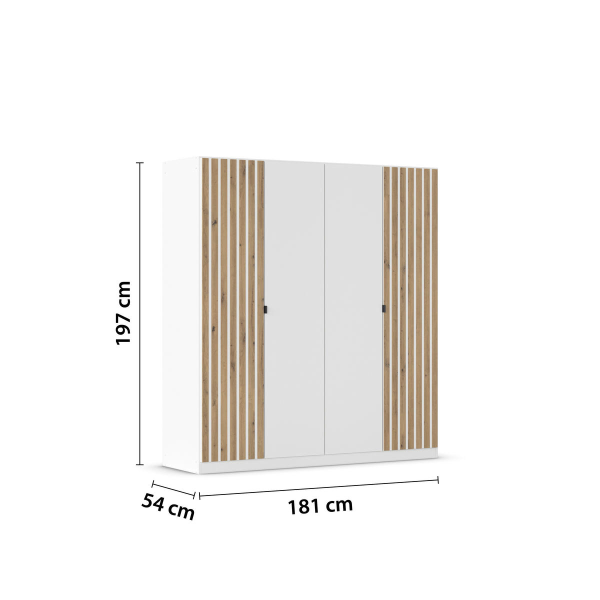 DREHTÜRENSCHRANK  in Weiß, Eiche Artisan  - Weiß/Eiche Artisan, MODERN, Holzwerkstoff/Metall (181/197/54cm) - Rauch Möbel