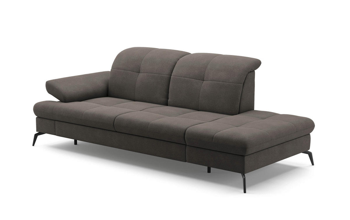 RÉCAMIERE in Flachgewebe Graphitfarben  - Schwarz/Graphitfarben, Konventionell, Textil/Metall (231/90/122cm) - Sit & More