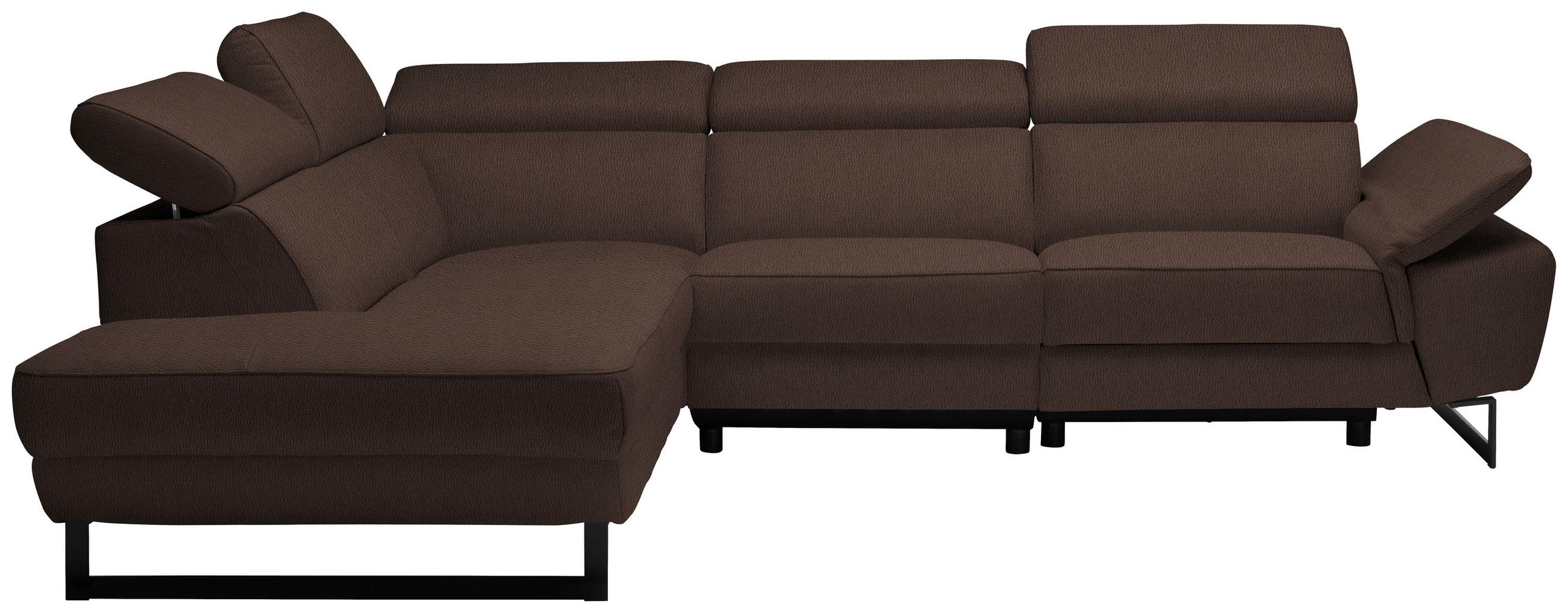 ECKSOFA in Echtleder Braun  - Schwarz/Braun, Design, Leder/Metall (225/281cm) - Celina Home