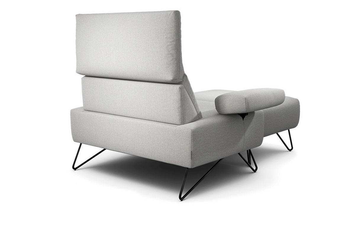 SESSELSET in Chenille Hellgrau  - Hellgrau/Schwarz, Design, Textil/Metall (114-142/85/86-94cm) - SENSOO