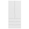 DREHTÜRENSCHRANK 101/223/61 cm,  in Weiß, 2-türig  - Weiß, Basics, Holzwerkstoff/Metall (101/223/61cm) - Novel