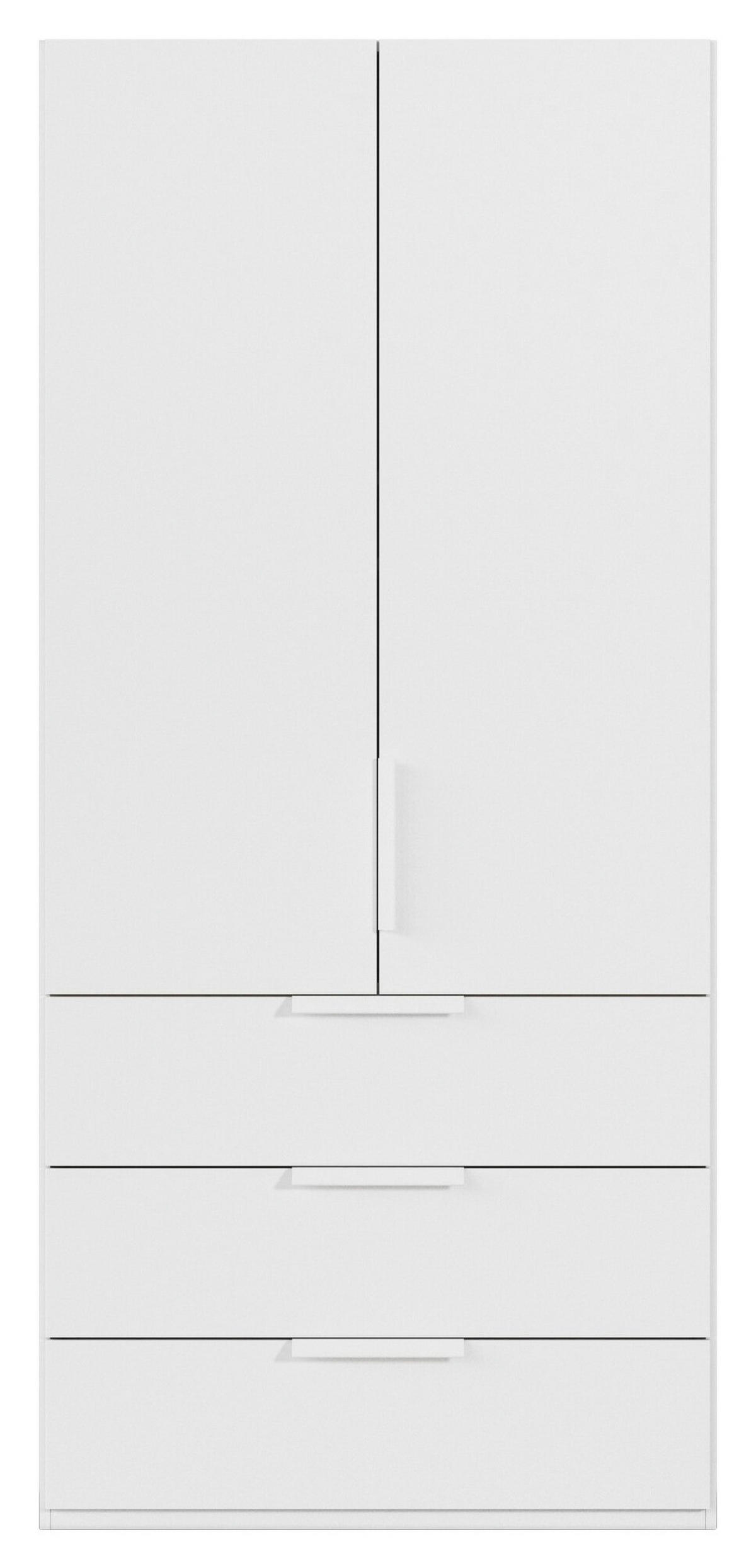 DREHTÜRENSCHRANK 101/223/61 cm,  in Weiß, 2-türig  - Weiß, Basics, Holzwerkstoff/Metall (101/223/61cm) - Novel