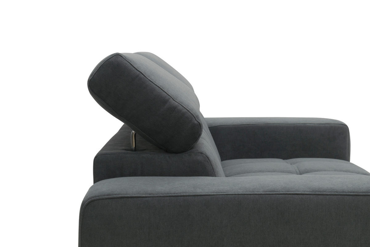 2-SITZER-SOFA TRENTO Mikrofaser Dunkelgrau  - Dunkelgrau/Schwarz, MODERN, Textil/Metall (208/79/104cm) - MID.YOU