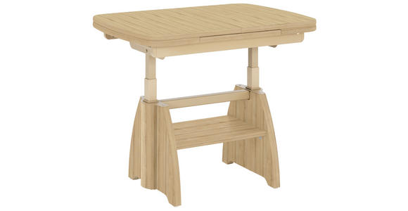 COUCHTISCH in Metall, Holzwerkstoff 125-165,5/71/56-75 cm - Eichefarben, KONVENTIONELL, Holzwerkstoff/Metall (125-165,5/71/56-75cm) - Venda