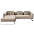 ECKSOFA Taupe Cord  - Taupe/Schwarz, KONVENTIONELL, Textil/Metall (178/284cm) - Hom`in