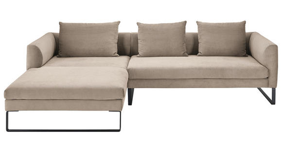 ECKSOFA in Cord Taupe  - Taupe/Schwarz, KONVENTIONELL, Textil/Metall (178/284cm) - Hom`in