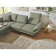 ECKSOFA  in Flachgewebe Salbeigrün Armteilverstellung, Relaxfunktion, Drehsitzfunktion  175-224/255-365 cm  - Salbeigrün/Schwarz, Design, Textil/Metall (175-224/255-365cm) - Dieter Knoll