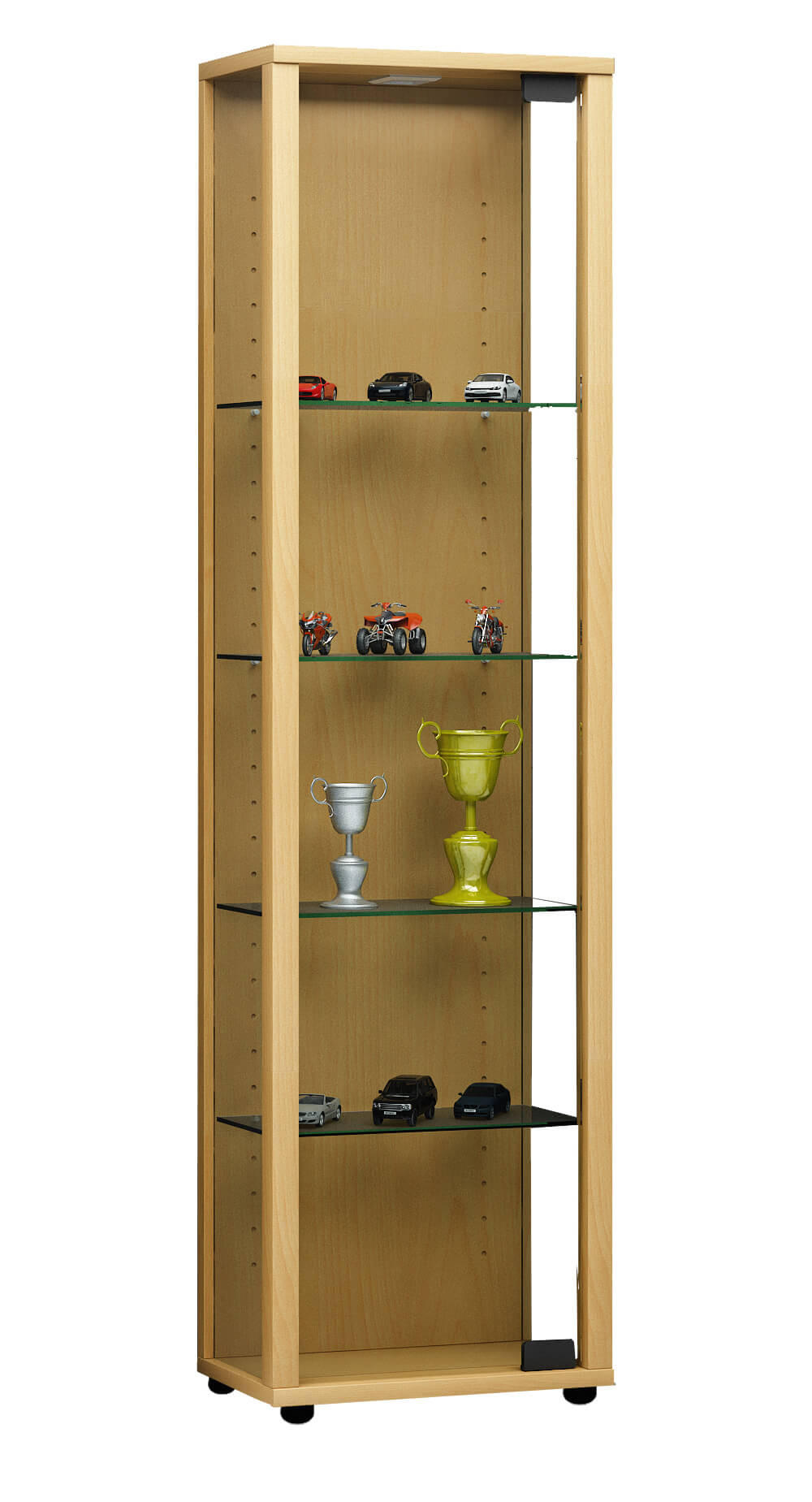 VITRINA, barve bukve - črna/barve bukve, Design, umetna masa/steklo (33/113/18cm) - MID.YOU