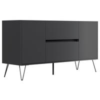 SIDEBOARD Posseik Industrial 139/75,8/42 cm 2 Schublade(n)  - Graphitfarben/Schwarz, Design, Holzwerkstoff/Metall (139/75,8/42cm) - MID.YOU