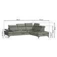 ECKSOFA Dunkelgrün Flachgewebe Rücken echt, Kopfteilverstellung, Sitzvorzug  - Dunkelgrün/Schwarz, MODERN, Textil/Metall (258/210cm) - Landscape