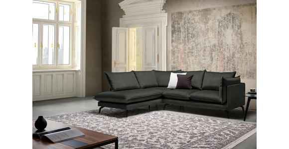 ECKSOFA in Samt Schwarz  - Schwarz, Design, Textil/Metall (200/241cm) - Carryhome