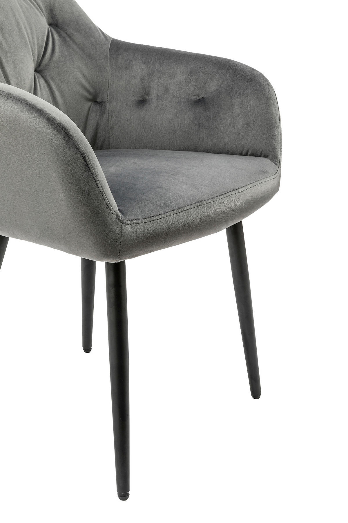 ARMLEHNSTUHL  in Samt  - Schwarz/Grau, MODERN, Textil/Metall (61/85/45cm) - Livetastic
