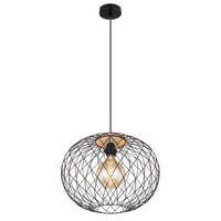 VISEČA SVETILKA        40/150 cm      E27 - črna/rjava, Basics, kovina/les (40/150cm) - Globo