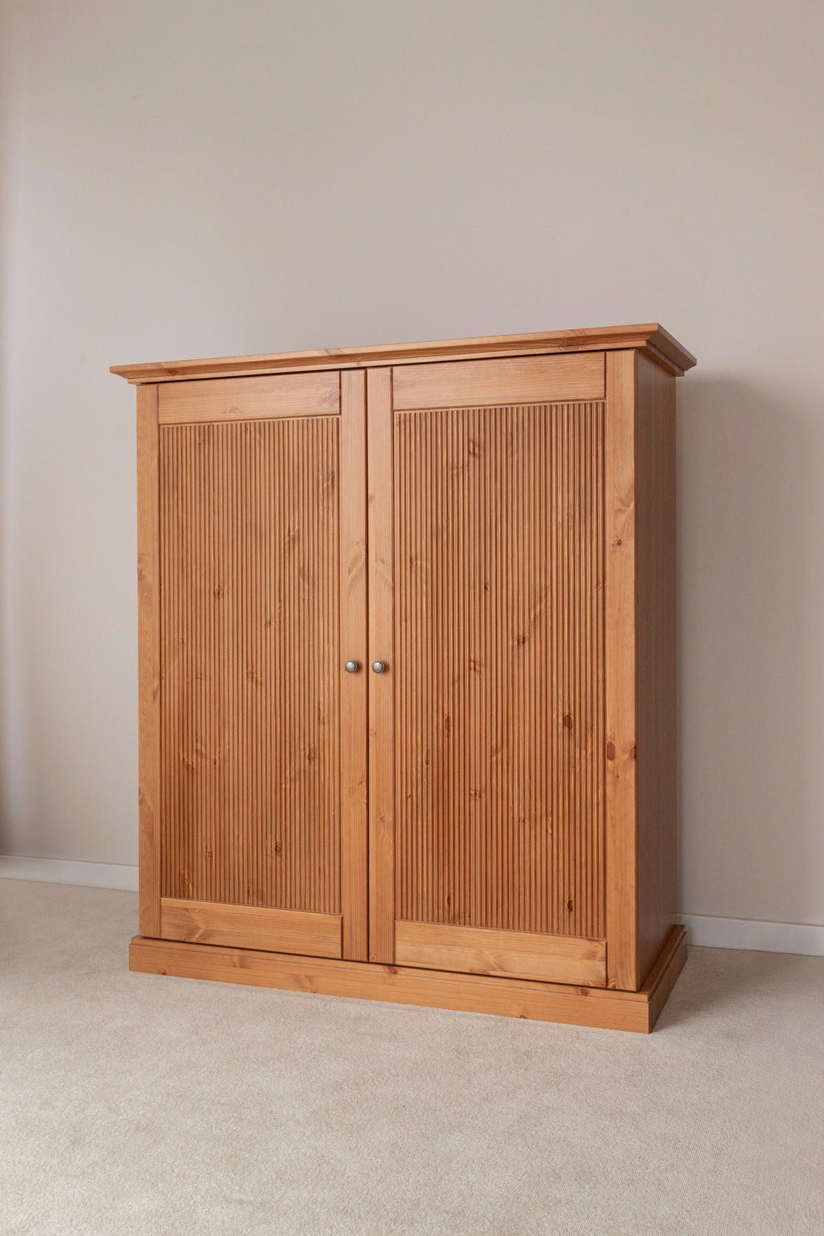 KLEIDERSCHRANK 129/147/63 cm,  in Eichefarben, 2 Tür(en)-türig  - Eichefarben/Silberfarben, KONVENTIONELL, Holz/Metall (129/147/63cm) - Linea Natura