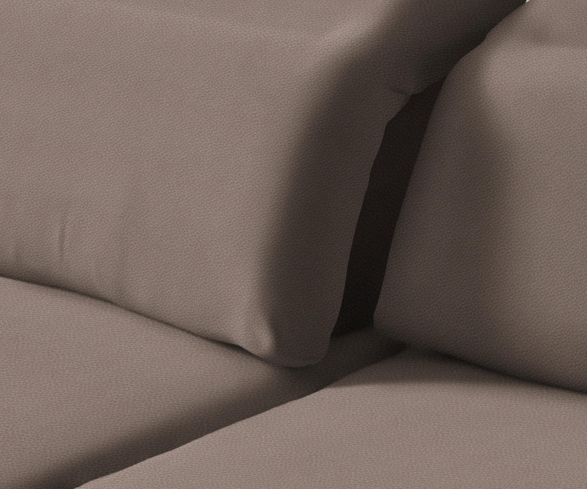 ECKSOFA in Flachgewebe Hellbraun  - Hellbraun/Schwarz, Design, Textil/Metall (180/289cm) - Stylife