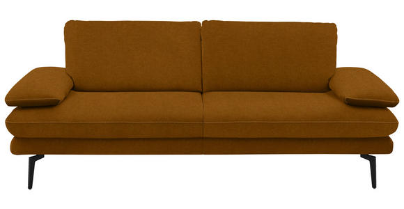 3-SITZER-SOFA Dieter Knoll in Velours Cognac  - Cognac/Beige, Design, Textil/Metall (222/89/104cm) - Dieter Knoll